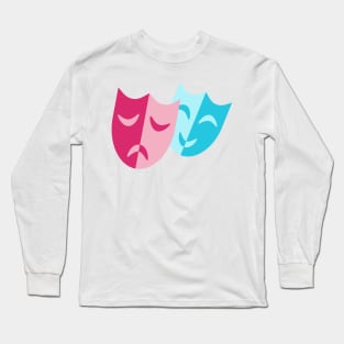 Theatrical blue mask smiles and red cry Long Sleeve T-Shirt